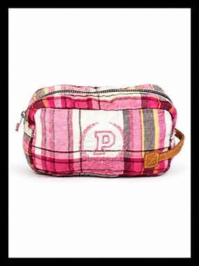 💕ⓅⒾⓃⓀ ⓋⓈ VINTAGE/RARE/HTF Leather handle Makeup Bag with zip closure💕